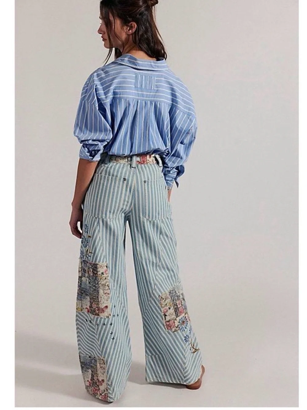 Free People Runyon Patched Floral Embroidered Pants West Ridge Size 8
